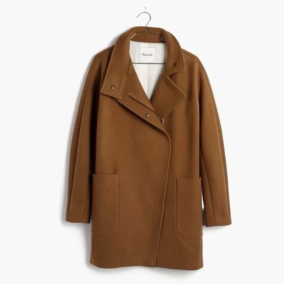 nwt MADEWELL City Grid Coat Burnished Cedar Tan Wool Size 4 - Picture 4 of 6